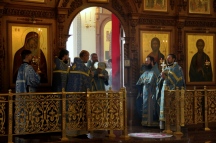 В день своего рождения митрополит Хабаровский и Приамурский Артемий совершил Божественную литургию в кафедральном соборе Хабаровска. 5 сентября 2019 г.